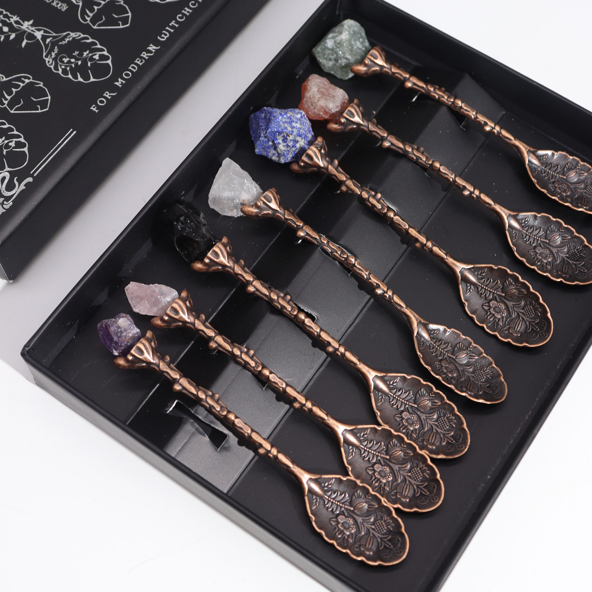 Hexenlöffel Set Bronze Edelsteine