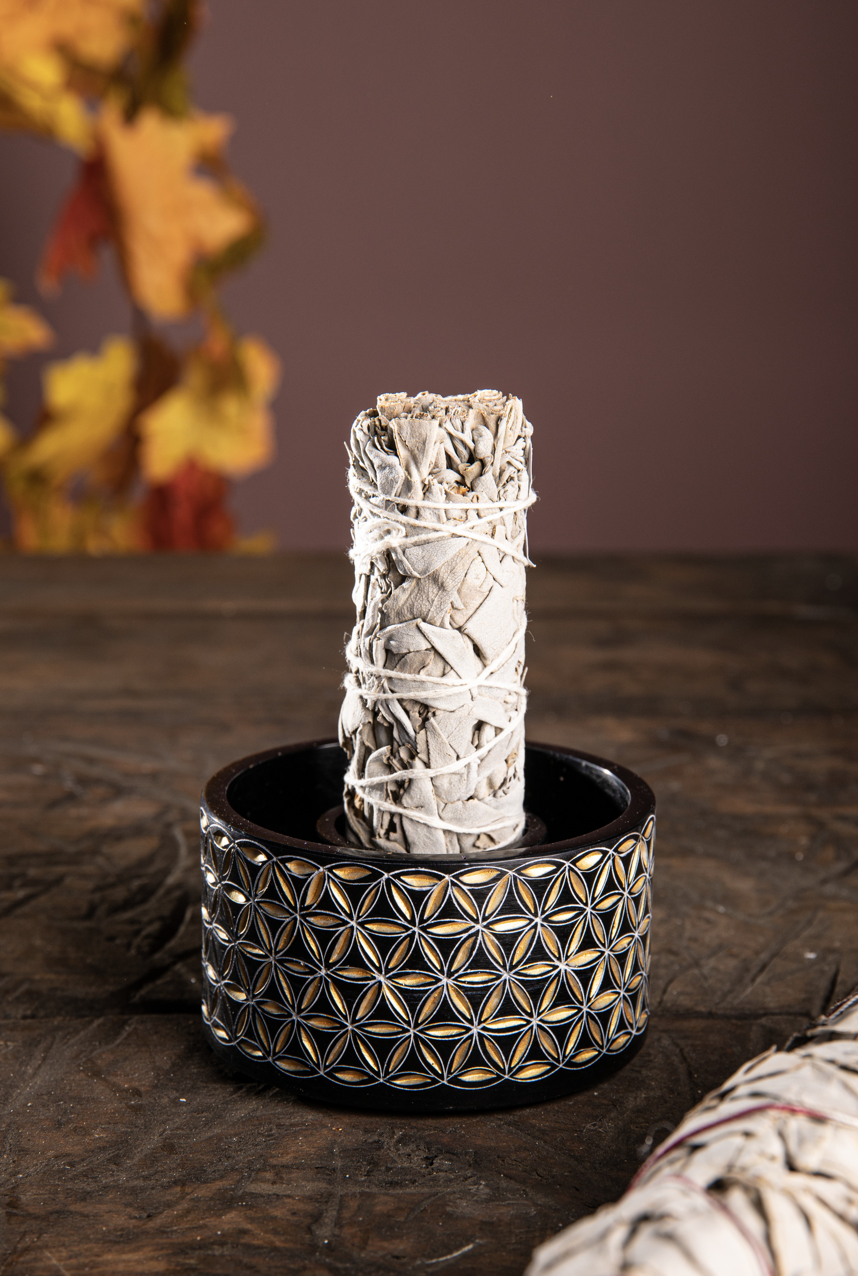 Smudge Bowl-Blume des Lebens klein Speckstein handgeschnitzt