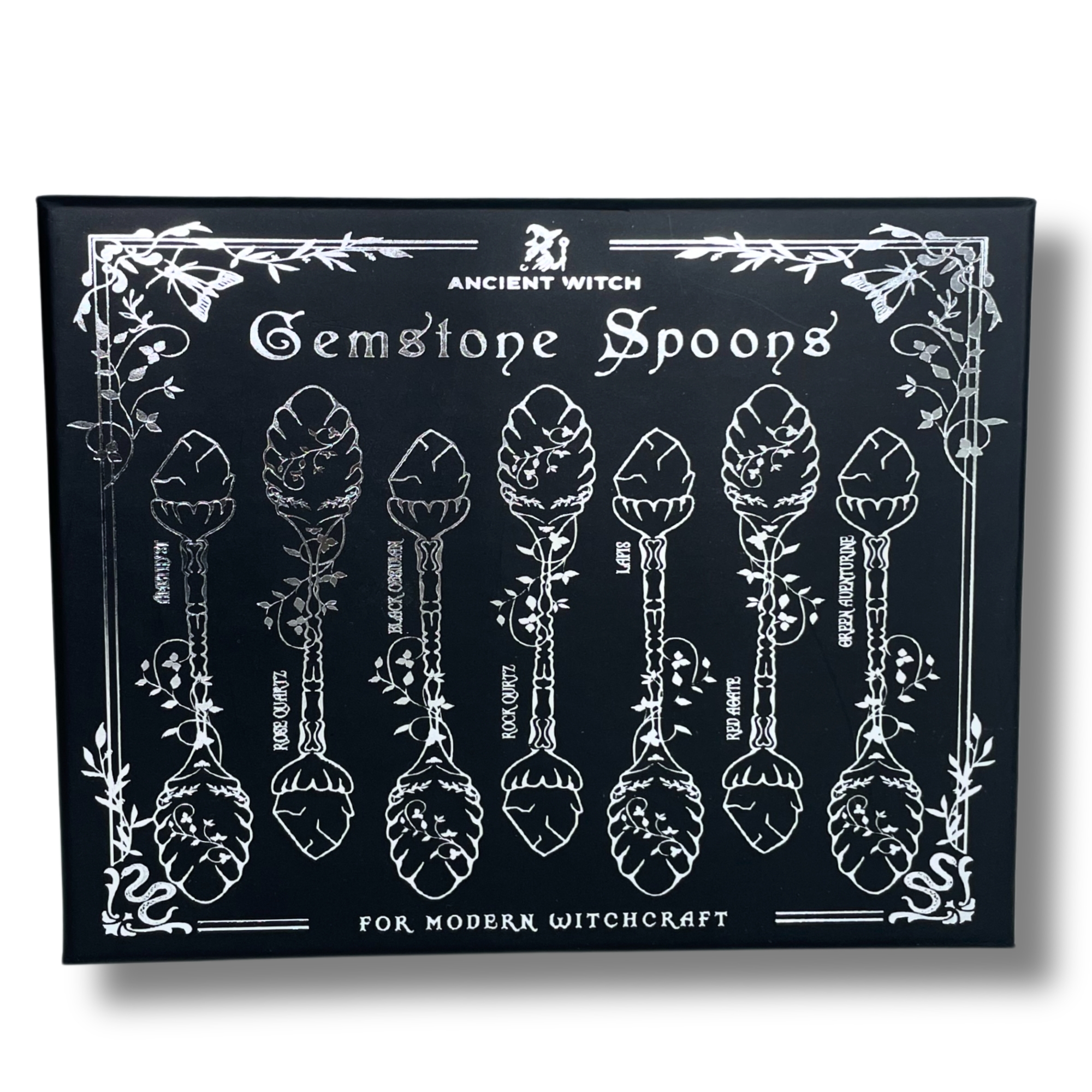 Hexenlöffel Set Schwarz Edelsteine