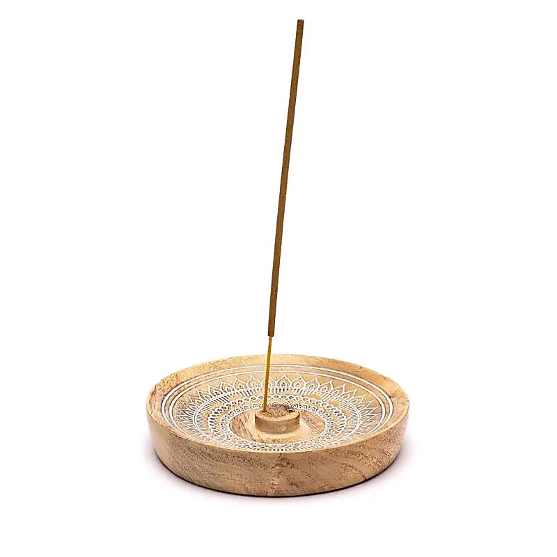 Räucherstäbchenhalter Rund Mandala Mangoholz