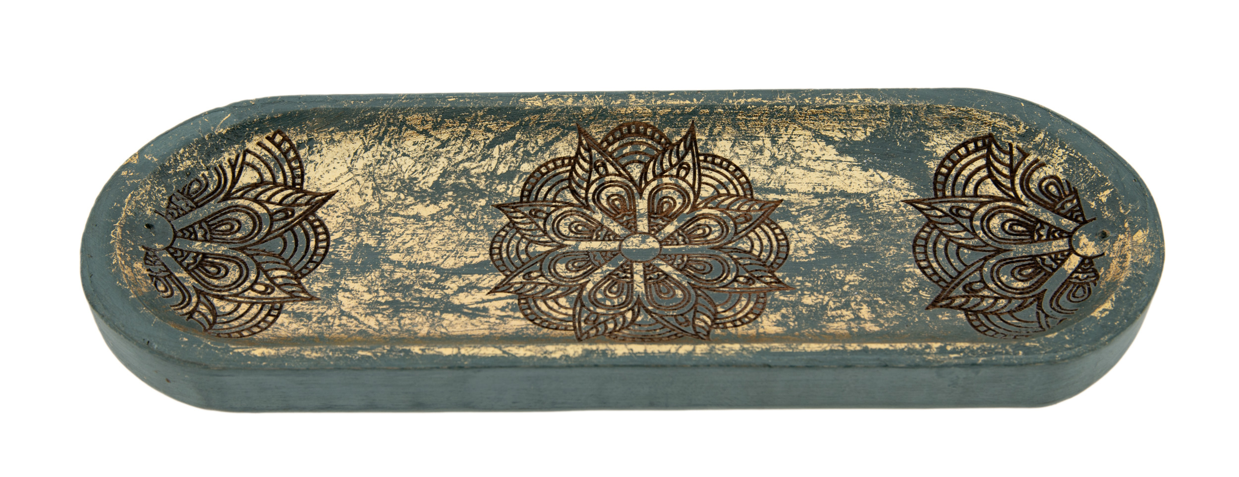 Räucherstäbchenhalter extra breit Mandala Türkis-Gold