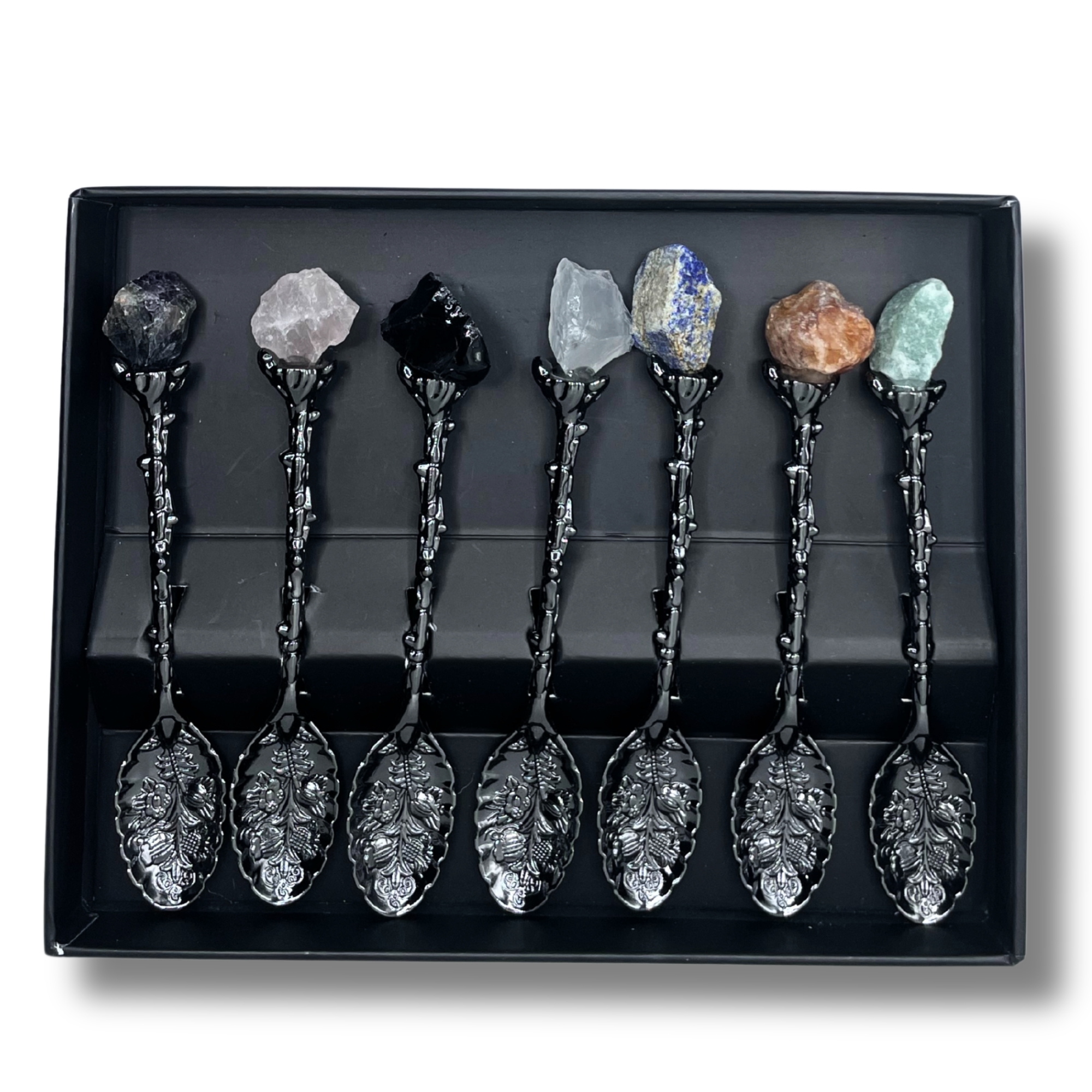 Hexenlöffel Set Schwarz Edelsteine