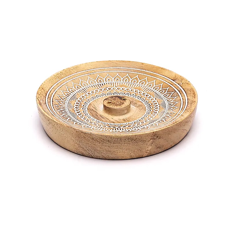 Räucherstäbchenhalter Rund Mandala Mangoholz