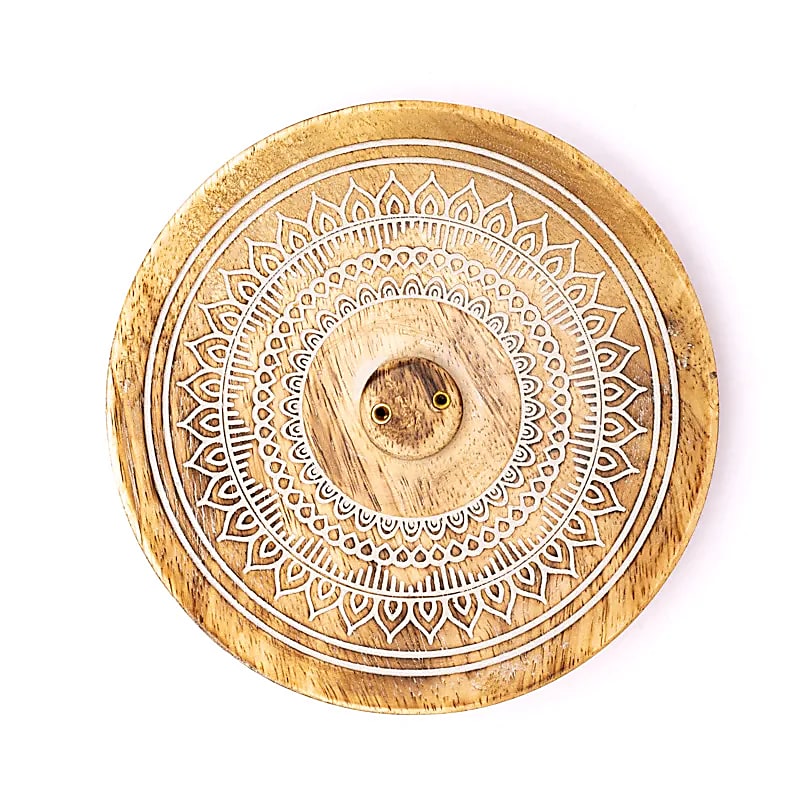 Räucherstäbchenhalter Rund Mandala Mangoholz